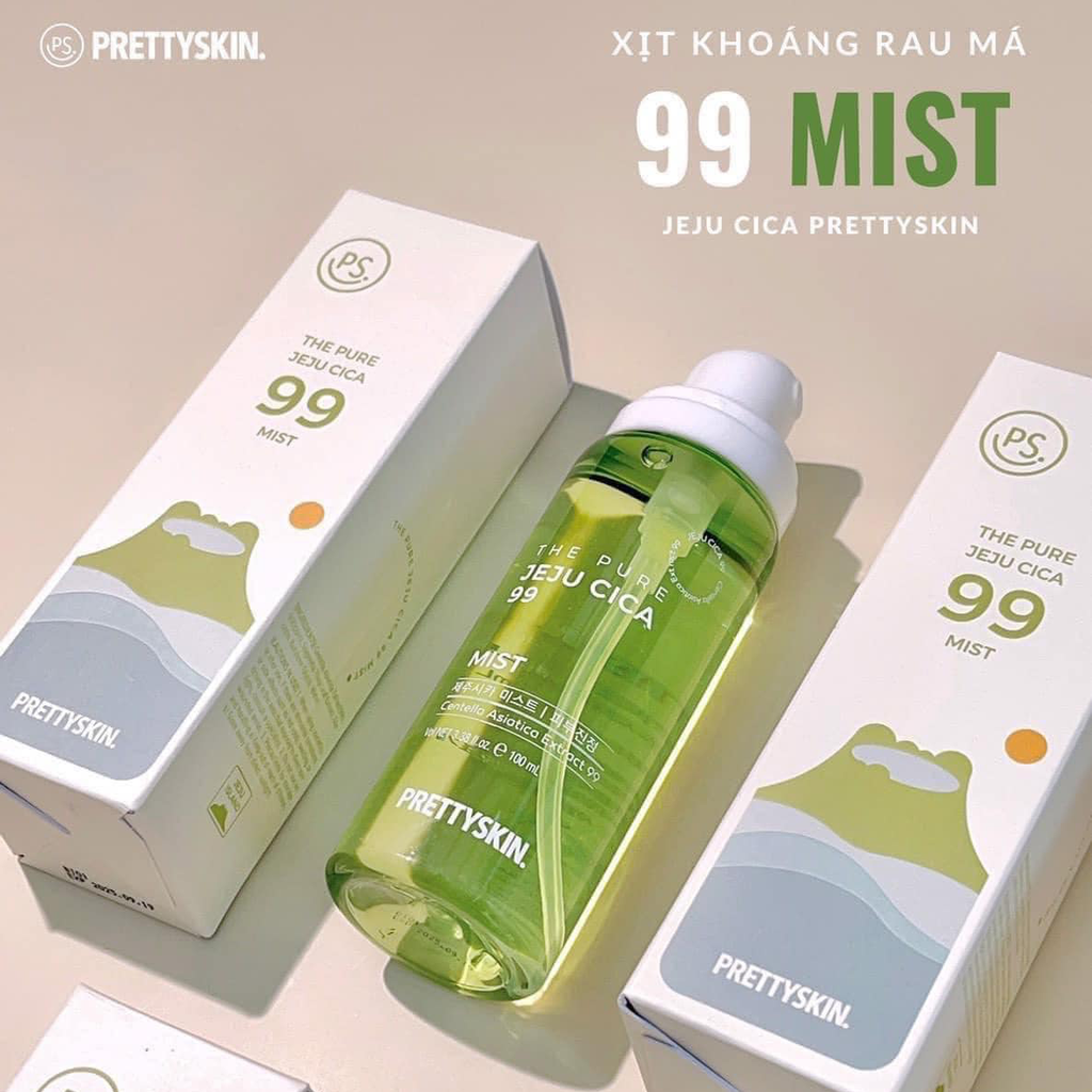 Xịt Khoáng Rau Má PrettySkin The Pure Jeju Cica 99 Mist Làm Dịu Da 100ml