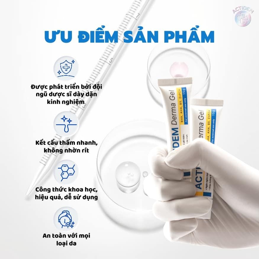 Gel Giảm Mụn, Mờ Thâm Actidem Derma Gel Phục Hồi Da Mụn