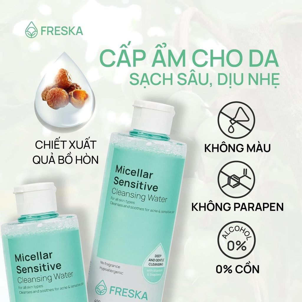 Nước Tẩy Trang Freska Micellar Sensitive Cleansing Water Sạch Sâu, Dưỡng Ẩm 400ml