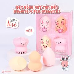 Set 4 Món Bông Mút Tán Nền + Bạch Tuột Rửa Mặt Habaria Makeup Sponge - Rabbits Love Set