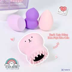 Set 4 Món Bông Mút Tán Nền + Bạch Tuột Rửa Mặt Habaria Makeup Sponge - Rabbits Love Set