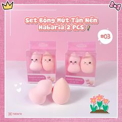 Set 2 Bông Mút Trang Điểm Habaria Makeup Sponge Dùng Tán Kem Nền, Tán Kem Che Khuyết Điểm