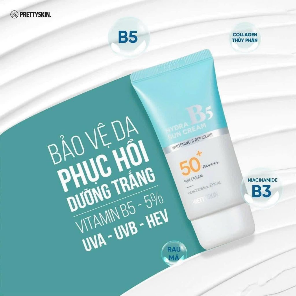 Kem Chống Nắng PrettySkin Hydra B5 Sun Cream SPF 50+ /PA++++ Phục Hồi, Bảo Vệ Da 70ml