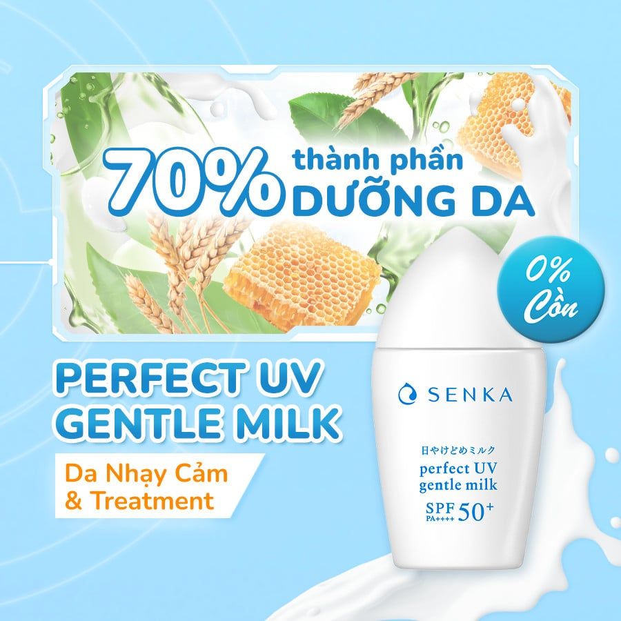 Sữa Chống Nắng Senka Perfect UV Gentle Milk SPF50+ PA++++ Cho Da Nhạy Cảm 40ml