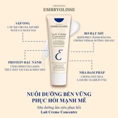 Kem Dưỡng Ẩm Embryolisse Lait Creme Concentre Phục Hồi Da (Mẫu Mới)