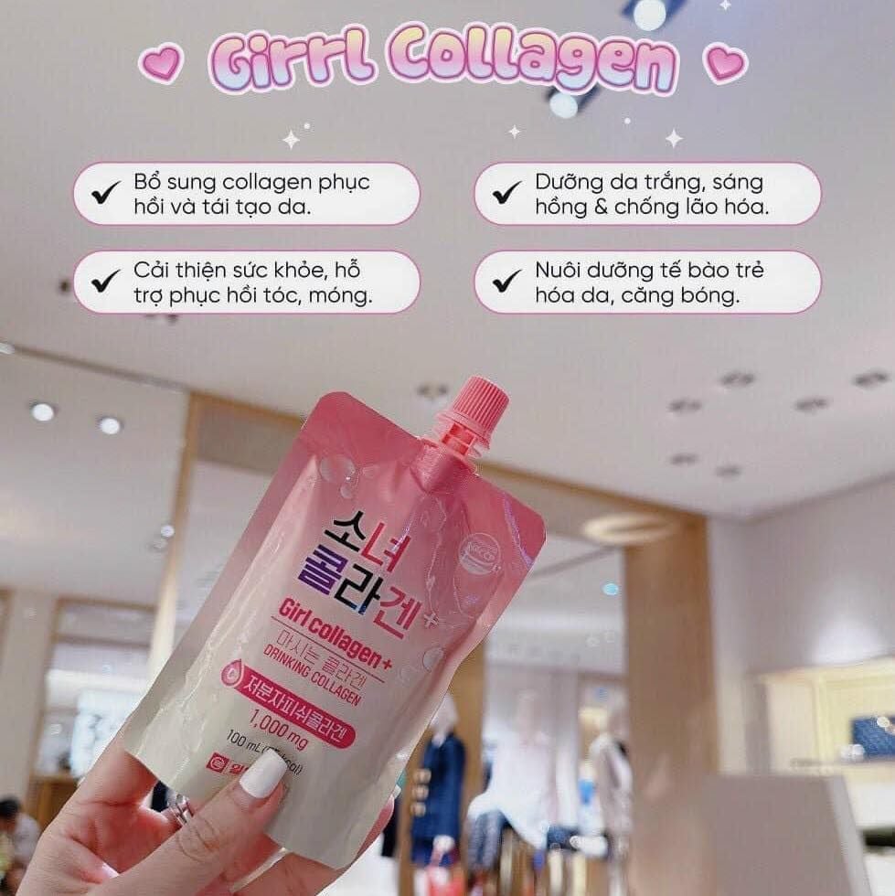 Nước Uống Collagen Dạng Túi Girl Collagen+ Hàn Quốc Giúp Đẹp Da (100ml x 10 Túi)