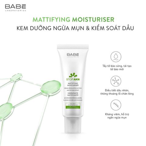 Kem Dưỡng Babé Stop AKN Mattifying Moisturiser Cho Da Dầu Mụn 50ml