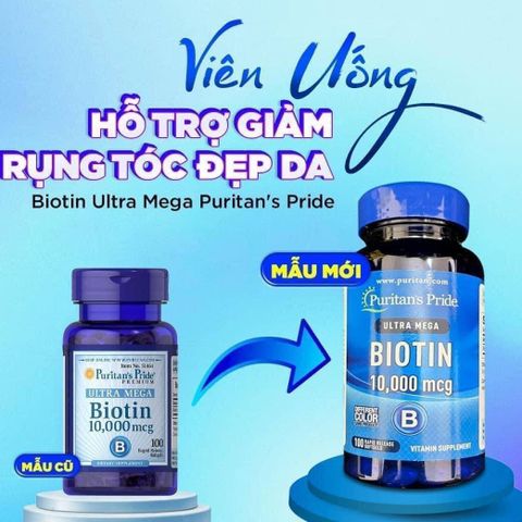 Viên Uống Puritans Pride Ultra Mega Biotin 10000 Mcg Kích Mọc Tóc 100 Viên