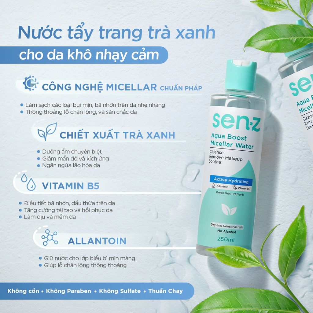 Nước Tẩy Trang Senz Micellar Water Làm Sạch Da 250ml