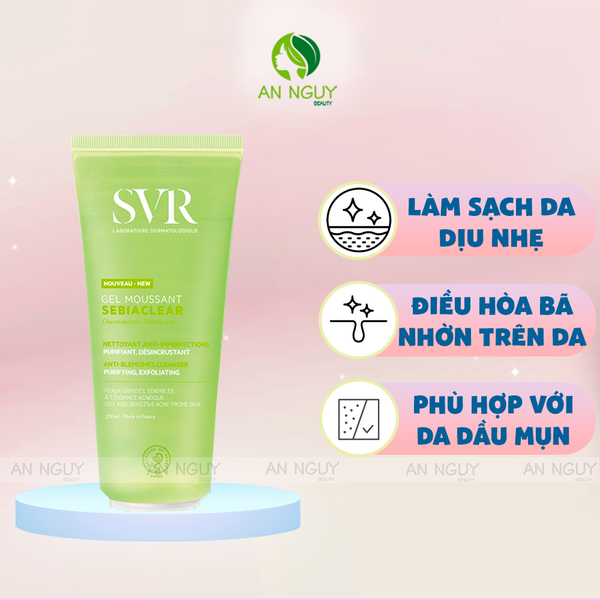 Gel Rửa Mặt SVR Sebiaclear Gel Moussant Không Chứa Xà Phòng Dành Cho Da Dầu