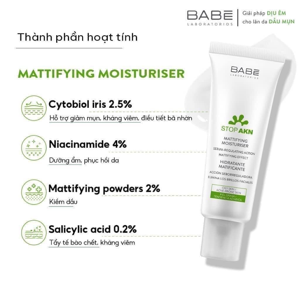 Kem Dưỡng Babe Stop AKN Mattifying Moisturiser Cho Da Dầu Mụn