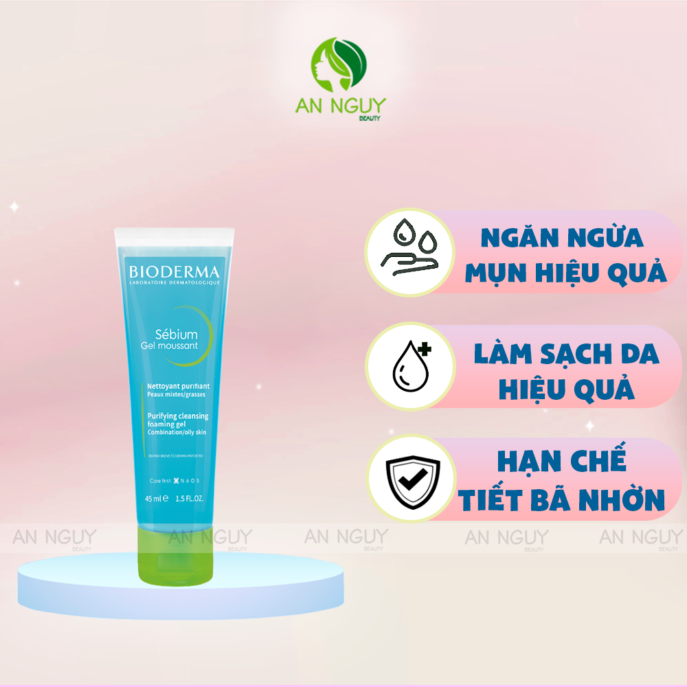 Gel Rửa Mặt Bioderma Sébium Gel Moussant Dành Cho Da Dầu & Hỗn Hợp