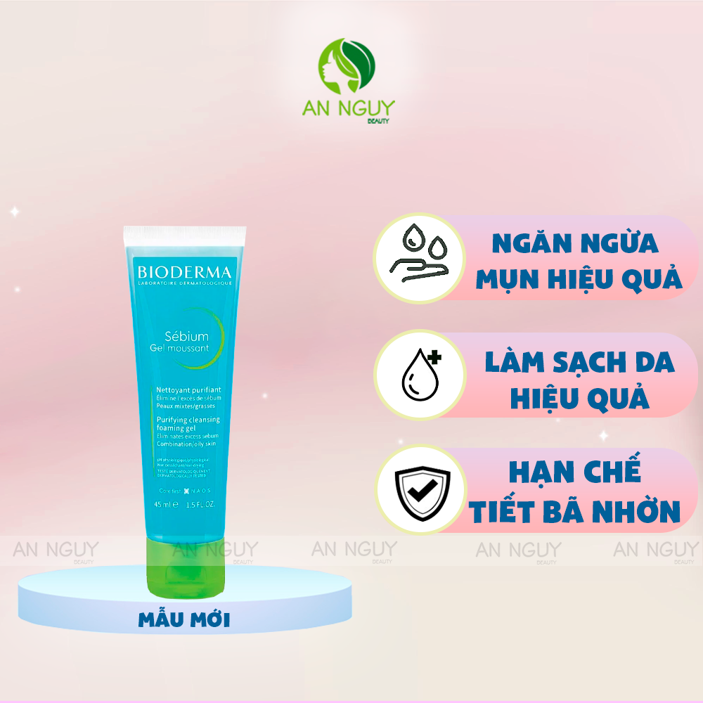 Gel Rửa Mặt Bioderma Sébium Gel Moussant Dành Cho Da Dầu & Hỗn Hợp