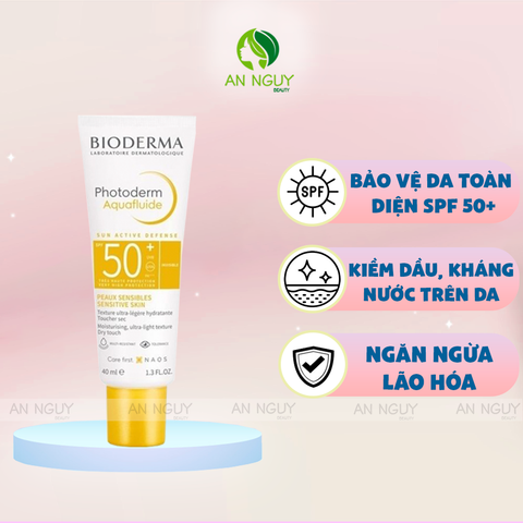 Kem Chống Nắng Bioderma Photoderm Aquafluide SPF 50+ Bảo Vệ Da Tối Ưu 40ml