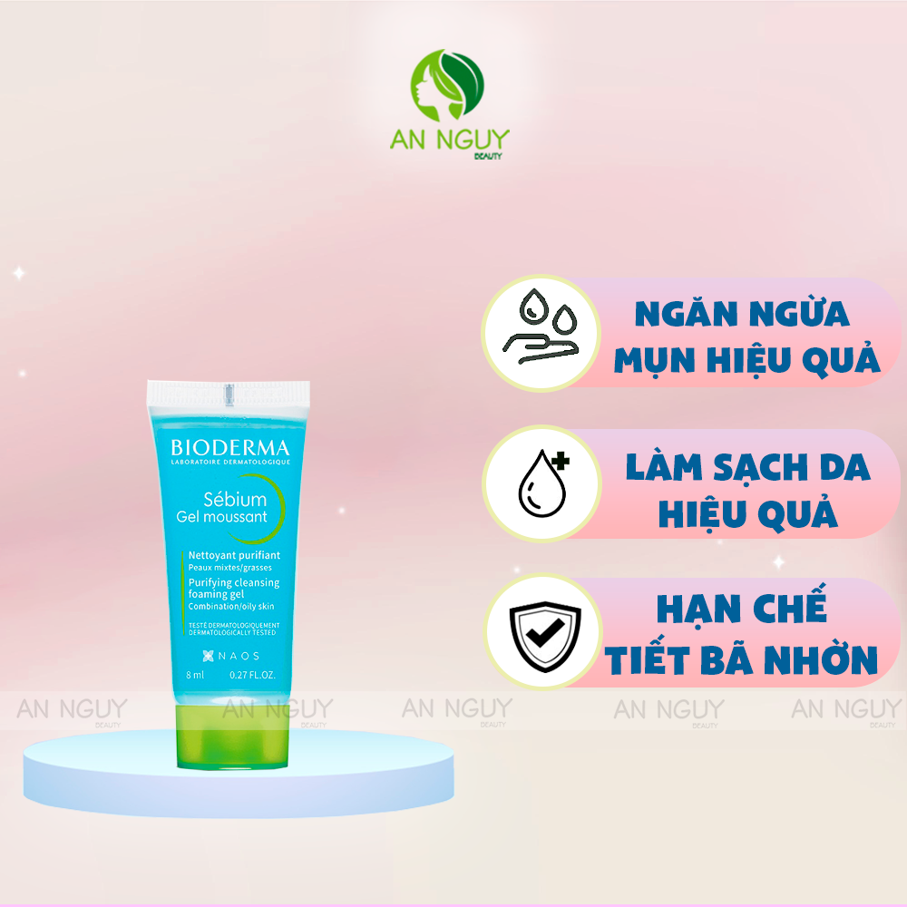 Gel Rửa Mặt Bioderma Sébium Gel Moussant Dành Cho Da Dầu & Hỗn Hợp