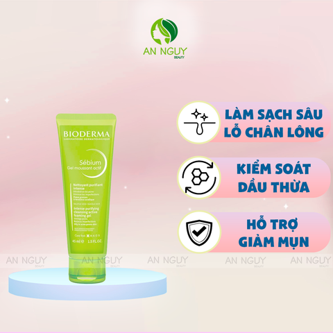 Gel Rửa Mặt Bioderma Sébium Gel Moussant Actif Làm Sạch Sâu, Giảm Mụn