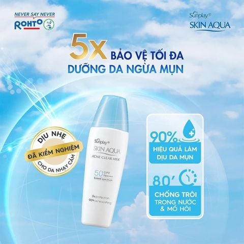 Sữa Chống Nắng Sunplay Skin Aqua Acne Clear Milk SPF50+ PA++++ Dưỡng Da, Ngừa Mụn 25gr