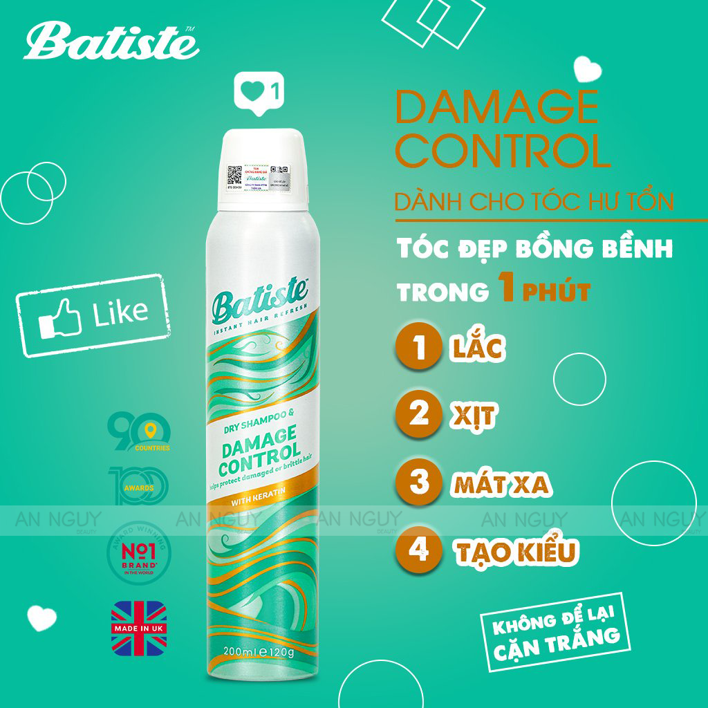 Dầu Gội Khô Batiste Dry Shampoo 200ml