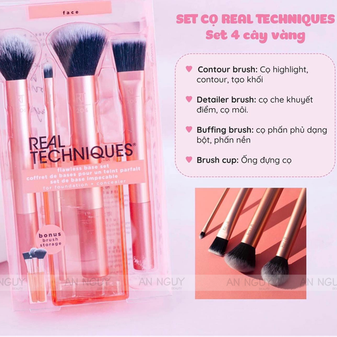 Bộ Cọ Trang Điểm Real Techniques Flawless Base Brush Set 4 Cây