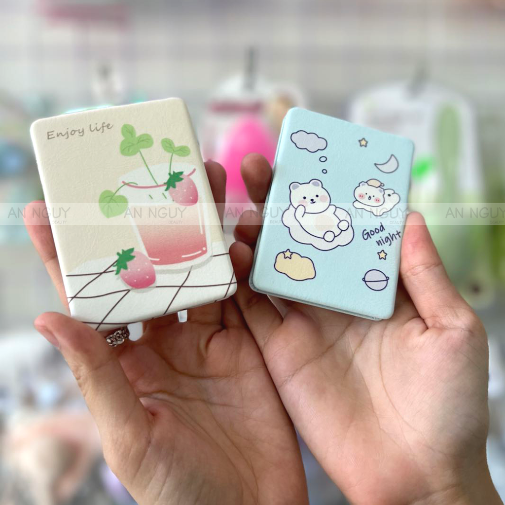 Gương Vuông 2 Mặt Cầm Tay Xinh Xắn