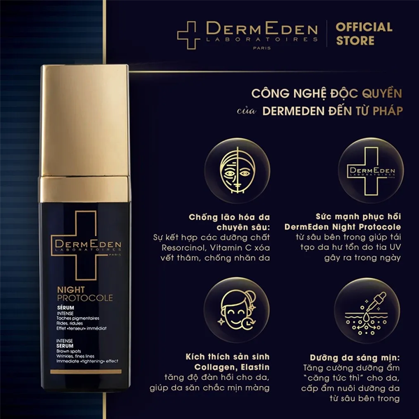 Tinh Chất DermEden Night Protocole Intense Serum Chống Lão Hóa Và Sáng Da Ban Đêm 30ml