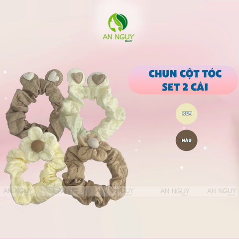 Set 2 Chun Cột Tóc (Nâu/Kem)