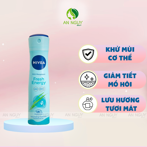 Xịt Khử Mùi Nivea Anti-Perspirant Fresh Energy Spray 48H Tươi Mát, Giảm Mồ Hôi 150ml