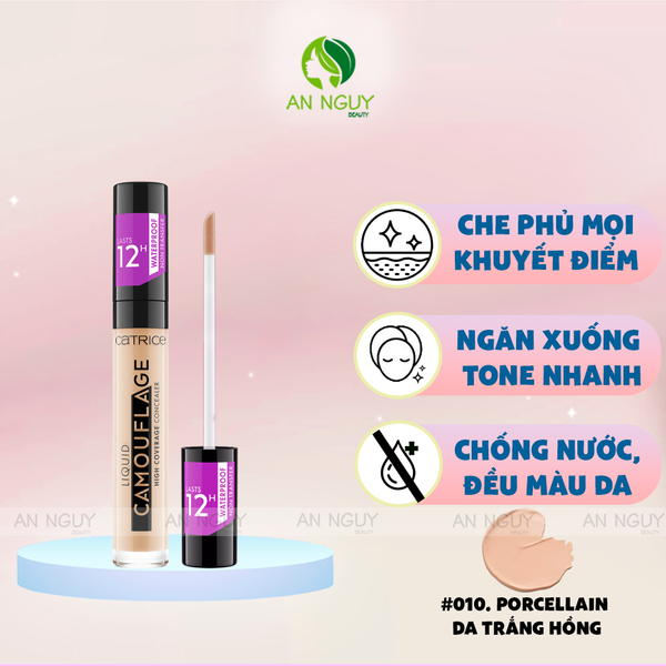 Kem Che Khuyết Điểm Catrice Liquid Camouflage High Coverage Concealer 5ml #010. Porcellain