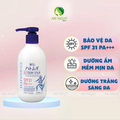 Sữa Dưỡng Thể Hatomugi UV Care & Moisturizing The UV Milky Gel SPF 31/PA+++ Chống Nắng Dưỡng Trắng Da 250ml