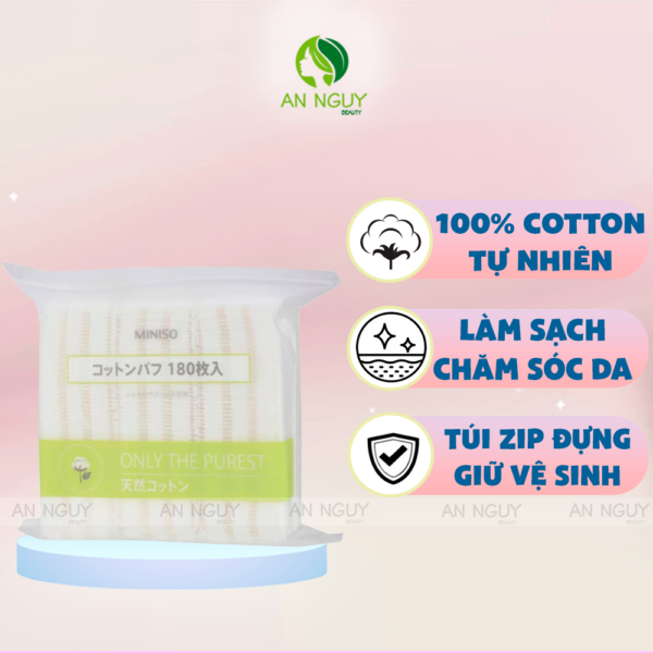 Bông Tẩy Trang Miniso Only The Purest 180 Miếng