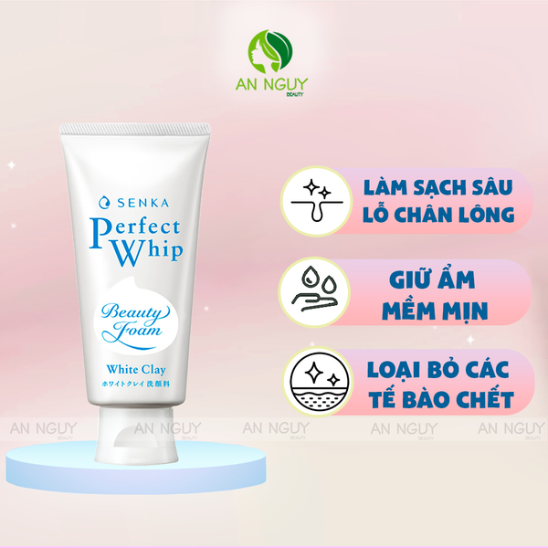 Sữa Rửa Mặt Senka Perfect White Clay Sạch Sâu, Dưỡng Da Sáng Mịn 120g
