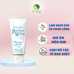 Sữa Rửa Mặt Đất Sét Trắng Senka Tạo Bọt Perfect White Clay Sạch Sâu, Dưỡng Da Sáng Mịn