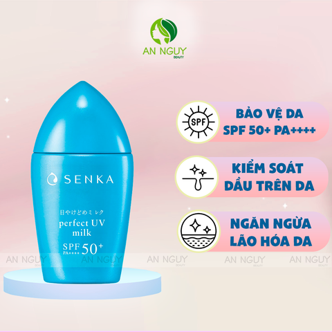 Sữa Chống Nắng SENKA Perfect UV Milk SPF50+ PA++++ Dưỡng Ẩm Kiềm Dầu Cho Mọi Loại Da 40ml