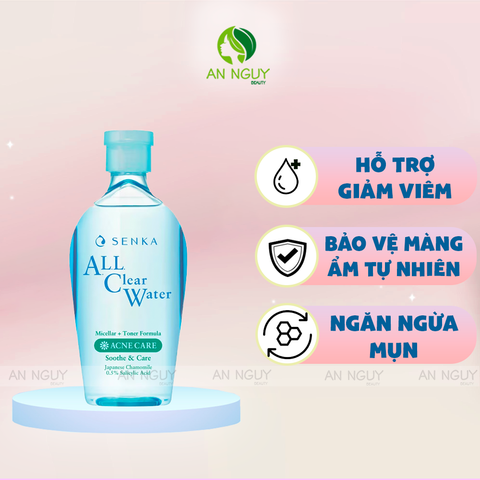 Nước Tẩy Trang Senka All Clear Water Acne Care Cho Da Mụn, Nhạy Cảm 230ml