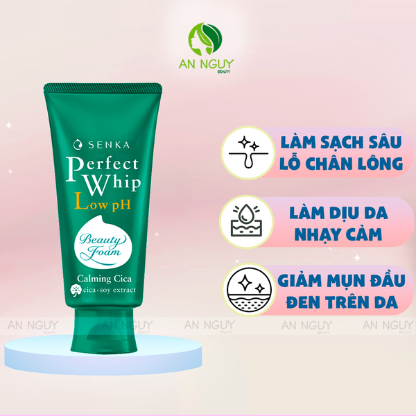Sữa Rửa Mặt Senka Perfect Whip Low pH Calming Cica Làm Dịu Da 100g