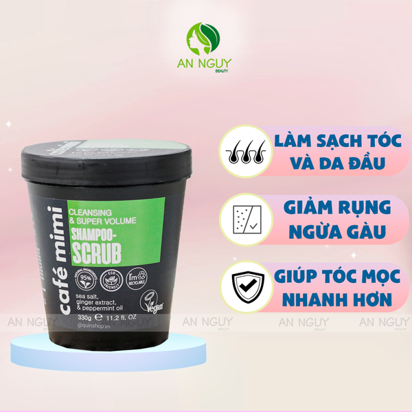 Tẩy Da Chết Cho Tóc Và Da Đầu Café Mimi 330gr (Xanh Lá)