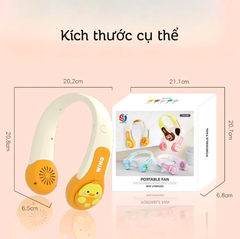 Quạt Đeo Cổ Mini Không Cánh Wind 3 Chế Độ Làm Mát Kèm Bộ Sạc USB Hình Thú Dễ Thương Nhiều Màu