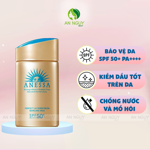 Sữa Chống Nắng Anessa Perfect UV Sunscreen Skincare Milk SPF50+ PA++++ Dưỡng Da Kiềm Dầu