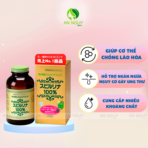 Viên Uống Tảo Xoắn Nhật Algae Japan Spirulina Giúp Điều Hòa Hormone, Hỗ Trợ Tiêu Hóa 2200 Viên