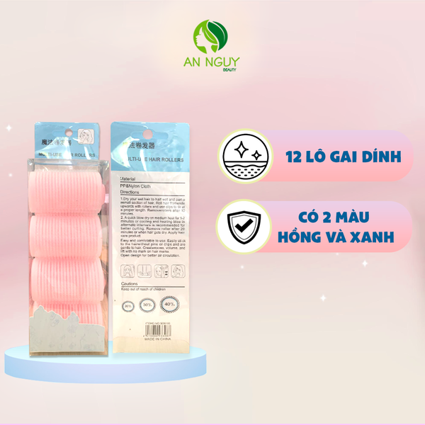 Hộp 12 Lô Quấn Dán Tóc 3 Size (Xanh / Hồng)