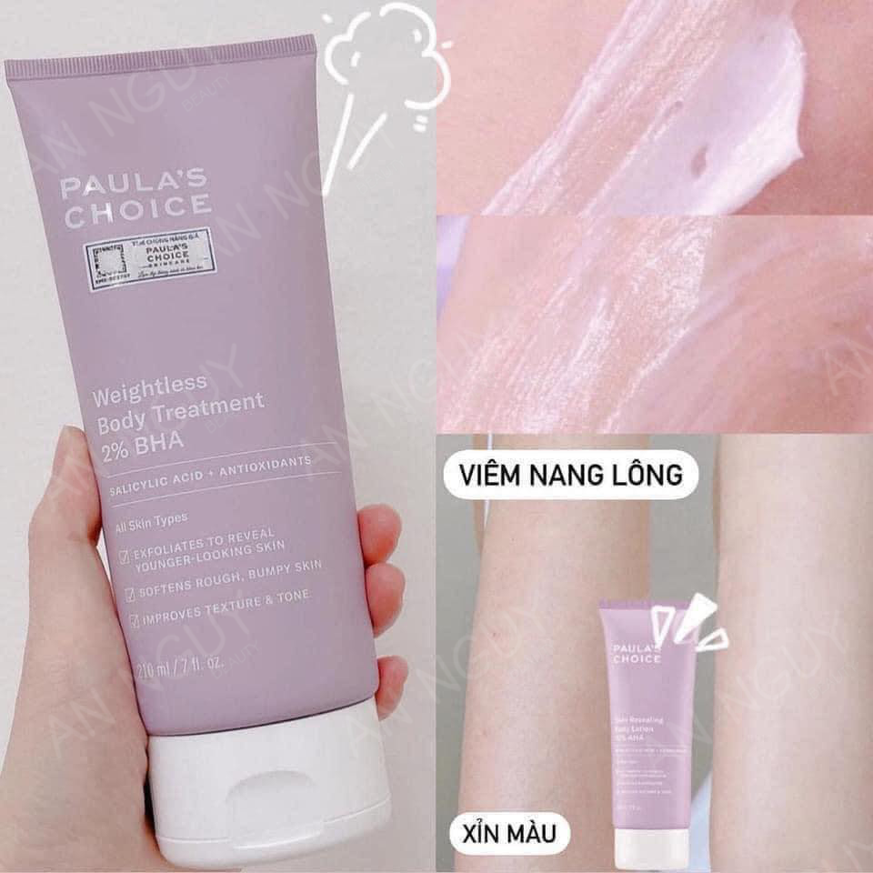 Kem Dưỡng Thể Paula's Choice Weightless Body Treatment 2% BHA Giảm Viêm Lỗ Chân Lông, Làm Mềm Da 210ml