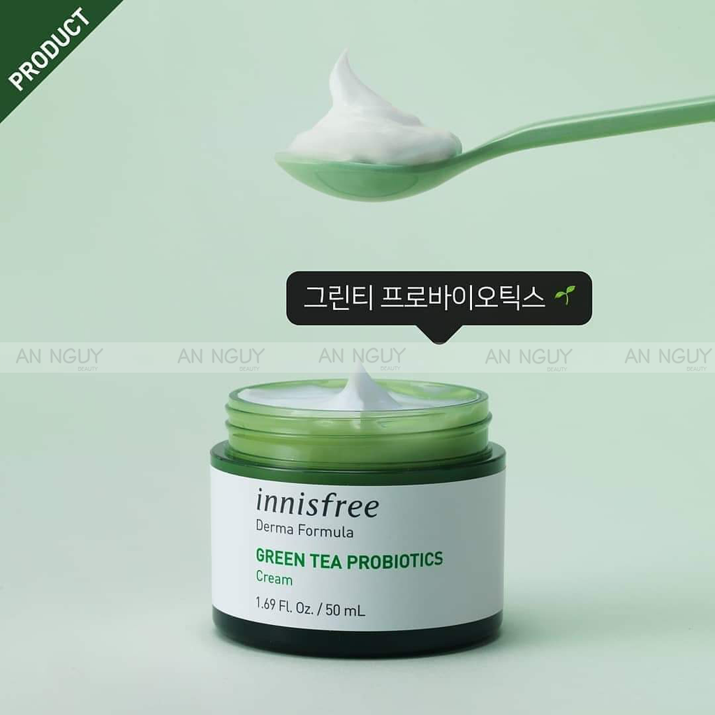 Kem Dưỡng Innisfree Derma Formula Green Tea Probiotics Cấp Ẩm, Ngừa Mụn 50ml