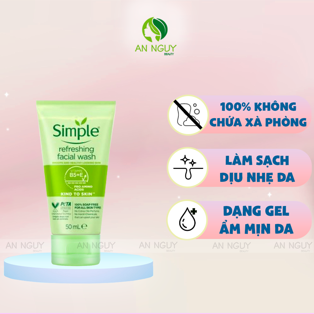 Sữa Rửa Mặt Simple Kind To Skin Refreshing Facial Wash Gel Cho Da Nhạy Cảm