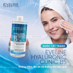 Nước Tẩy Trang Eveline Hyaluron Clinic B5 Ultra-Moisturising Micellar Water 500ml