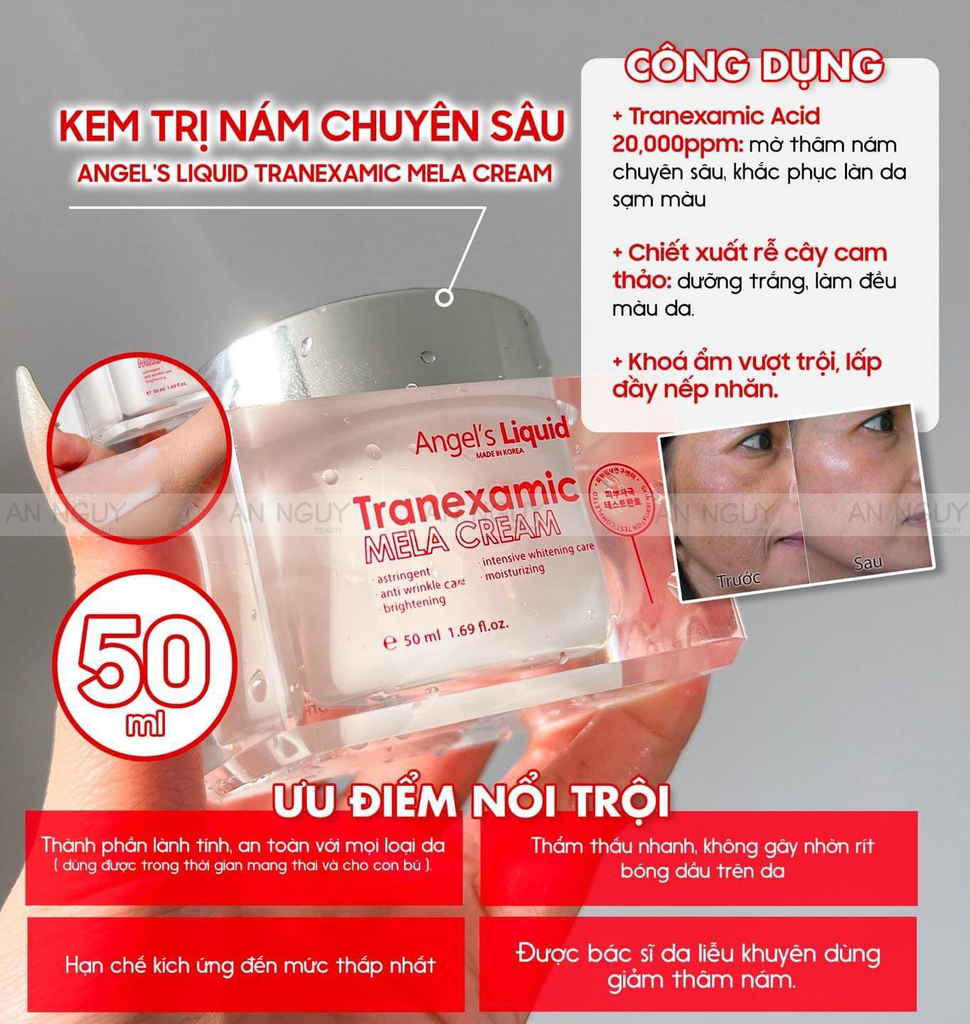 Kem Dưỡng Angel's Liquid Tranexamic Mela Cream Mờ Thâm Nám Chuyên Sâu 50ml