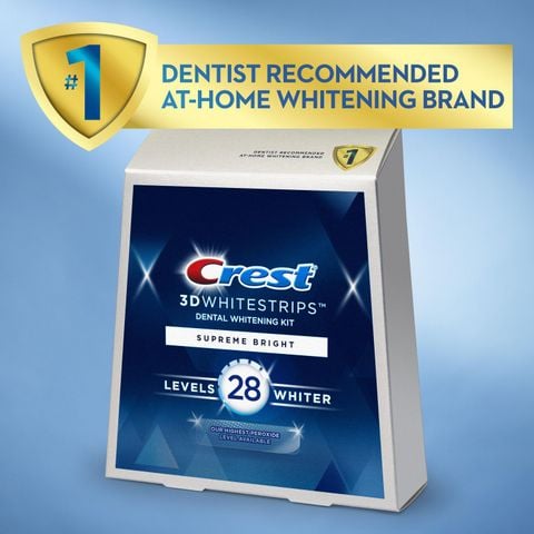 Miếng Dán Trắng Răng Crest 3D Whitestrips Supreme Bright Levels 28 Whiter