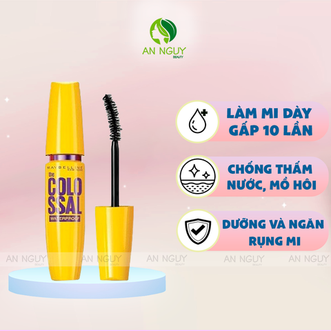 Chuốt Mi Maybelline Colossal Waterproof Dưỡng Mi Chắc Khỏe, Làm Dày Mi 9.2ml