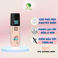 Kem Nền Maybelline Fit Me Matte + Poreless Foundation Mịn Nhẹ, Kiềm Dầu 30ml
