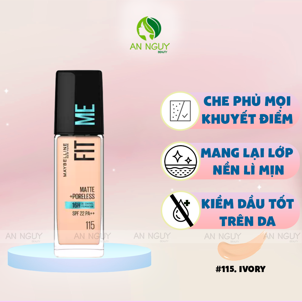 Kem Nền Maybelline Fit Me Matte + Poreless Foundation Mịn Nhẹ, Kiềm Dầu 30ml