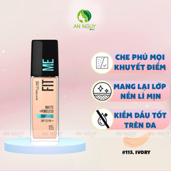 Kem Nền Maybelline Fit Me Matte + Poreless Foundation Mịn Nhẹ, Kiềm Dầu 30ml